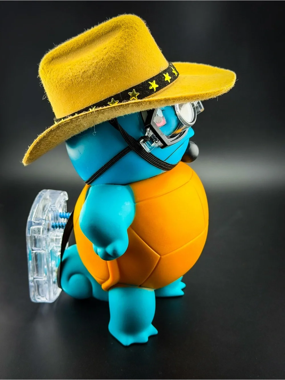 Pokemon Blue Turtle Figure with Orange Shell and Beige Hat